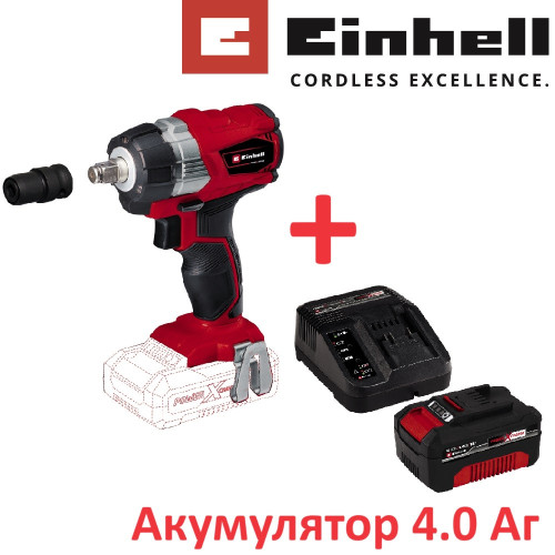 Гайковерт ударный аккумуляторный Einhell TP-CW 18 Li BL Kit 4.0 Ah