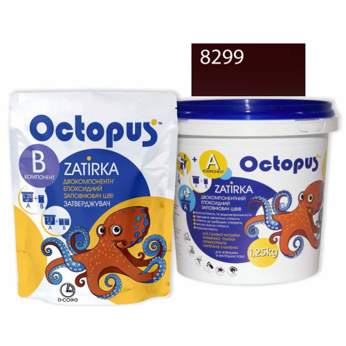 Двокомпонентна епоксидна фуга Octopus Zatirka колір рожево-малиновий 8299 1,25 кг