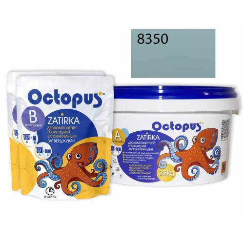 Двокомпонентна епоксидна фуга Octopus Zatirka колір сіро-зелений 8350 2,5 кг