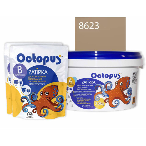 Двокомпонентна епоксидна фуга Octopus Zatirka колір сірий 8623 2,5 кг