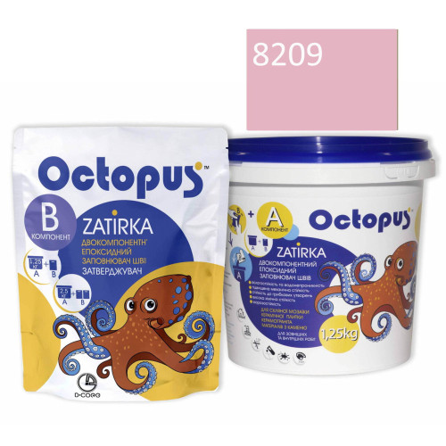 Двокомпонентна епоксидна фуга Octopus Zatirka колір рожевий 8209 1,25 кг