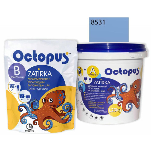 Двокомпонентна епоксидна фуга Octopus Zatirka колір синій 8531 1,25 кг