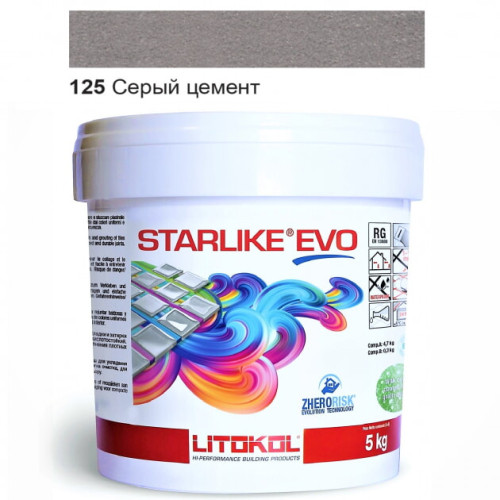 Епоксидна фуга Litokol Starlike EVO 125 сірий цемент (сіра) 5 кг