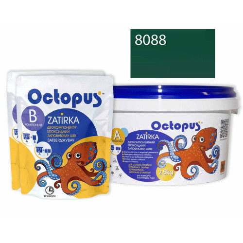 Двокомпонентна епоксидна фуга Octopus Zatirka колір зелено-м'ятний 8088 2,5 кг