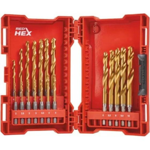 Набір свердел для металу RedHEX HSS-G TiN 2-10 мм (19 шт.) MILWAUKEE