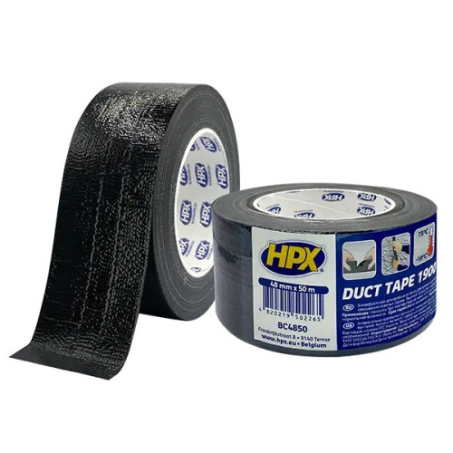 Армована клейка стрічка (сантехнічний скотч) HPX Duct Tape Universal 1900 48ммх50м чорна