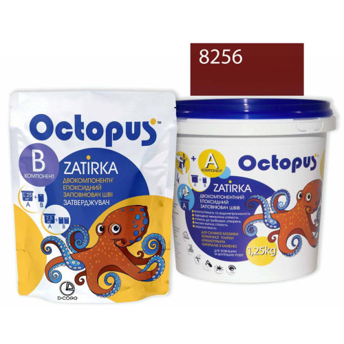 Двокомпонентна епоксидна фуга Octopus Zatirka колір червоний 8256 1,25 кг