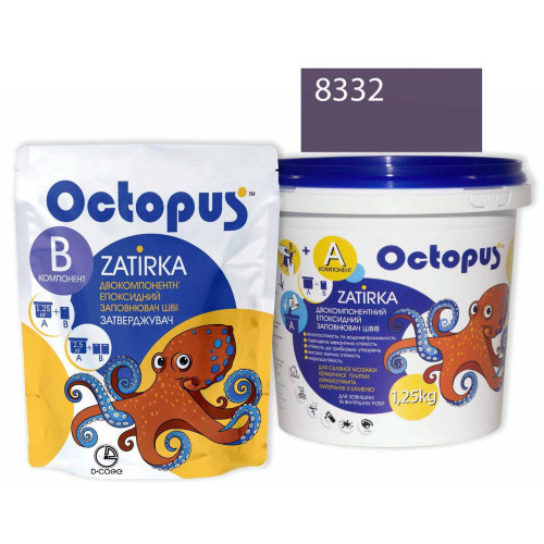 Двокомпонентна епоксидна фуга Octopus Zatirka колір фіолетово-фіалковий 8332 1,25 кг