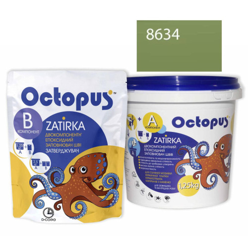 Двокомпонентна епоксидна фуга Octopus Zatirka колір зелено-хакі 8634 1,25 кг