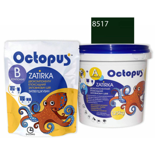 Двокомпонентна епоксидна фуга Octopus Zatirka колір зелено-смарагдовий 8517 1,25 кг