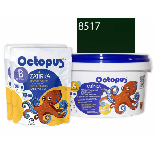 Двокомпонентна епоксидна фуга Octopus Zatirka колір зелено-смарагдовий 8517 2,5 кг