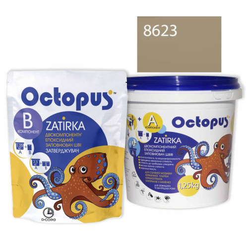 Двокомпонентна епоксидна фуга Octopus Zatirka колір сірий 8623 1,25 кг