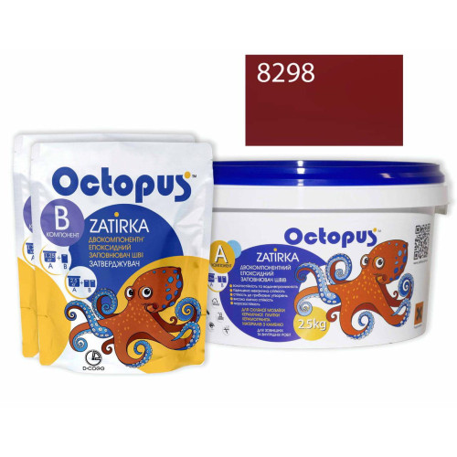 Двокомпонентна епоксидна фуга Octopus Zatirka колір рожево-малиновий 8298 2,5 кг