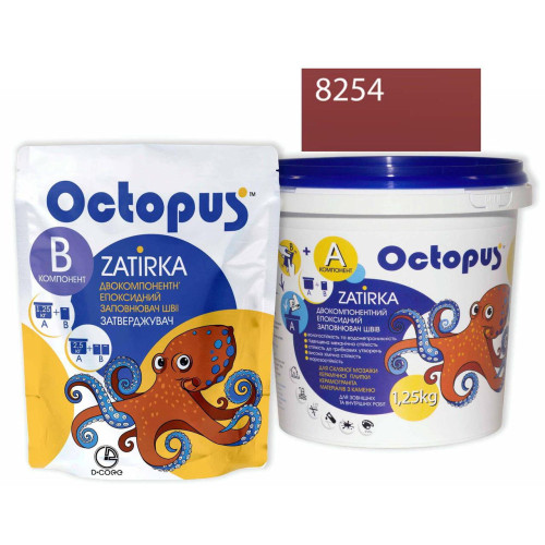 Двокомпонентна епоксидна фуга Octopus Zatirka колір рожево-кораловий 8254 1,25 кг