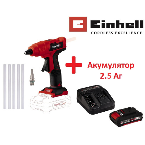 Пистолет клеевой аккумуляторный Einhell TE-CG 18 Li Kit 2.5 Ah