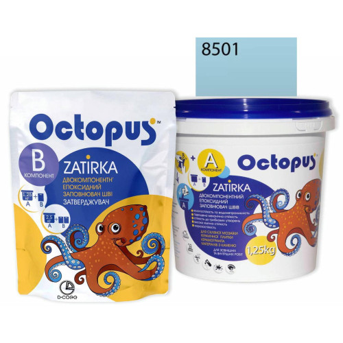 Двокомпонентна епоксидна фуга Octopus Zatirka колір бірюзовий океан 8501 1,25 кг