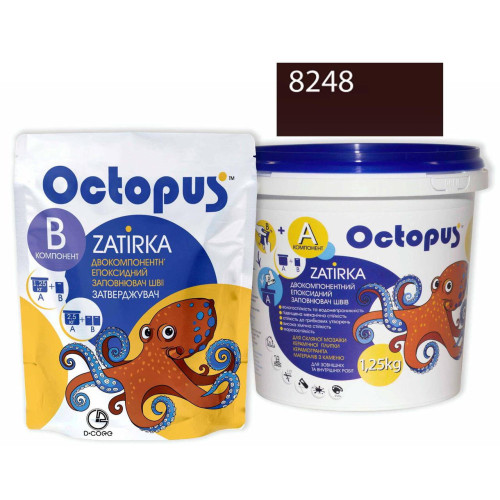 Двокомпонентна епоксидна фуга Octopus Zatirka колір коричнево-червоний 8248 1,25 кг