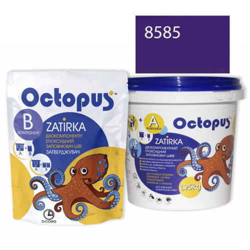 Двокомпонентна епоксидна фуга Octopus Zatirka колір бузковий 8585 1,25 кг