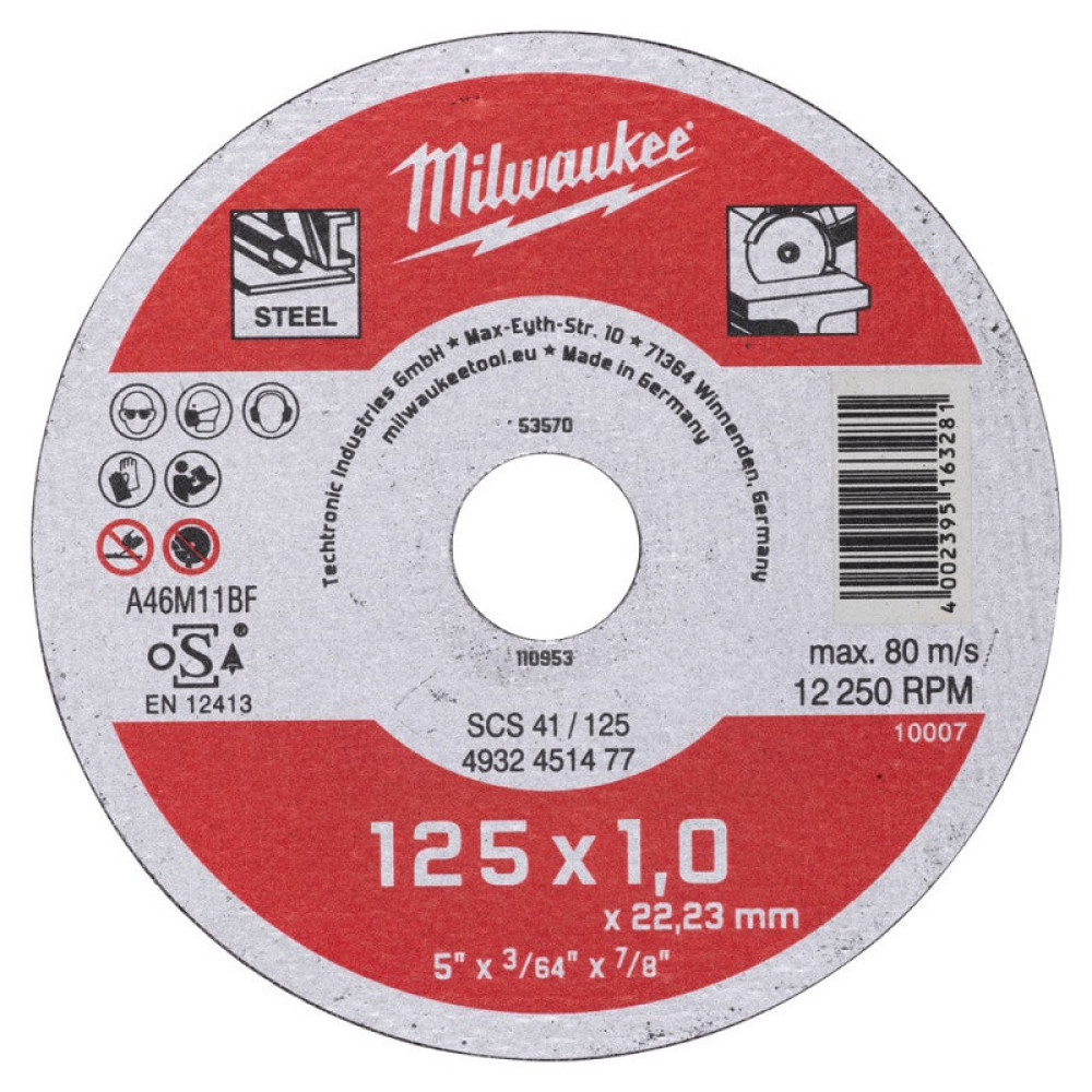 Відрізний диск для металу SCS 41/125х1 MILWAUKEE 4932451477