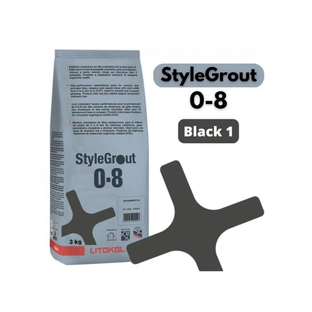 Цементна фуга StyleGrout 0-8 (Black 1) 3 кг