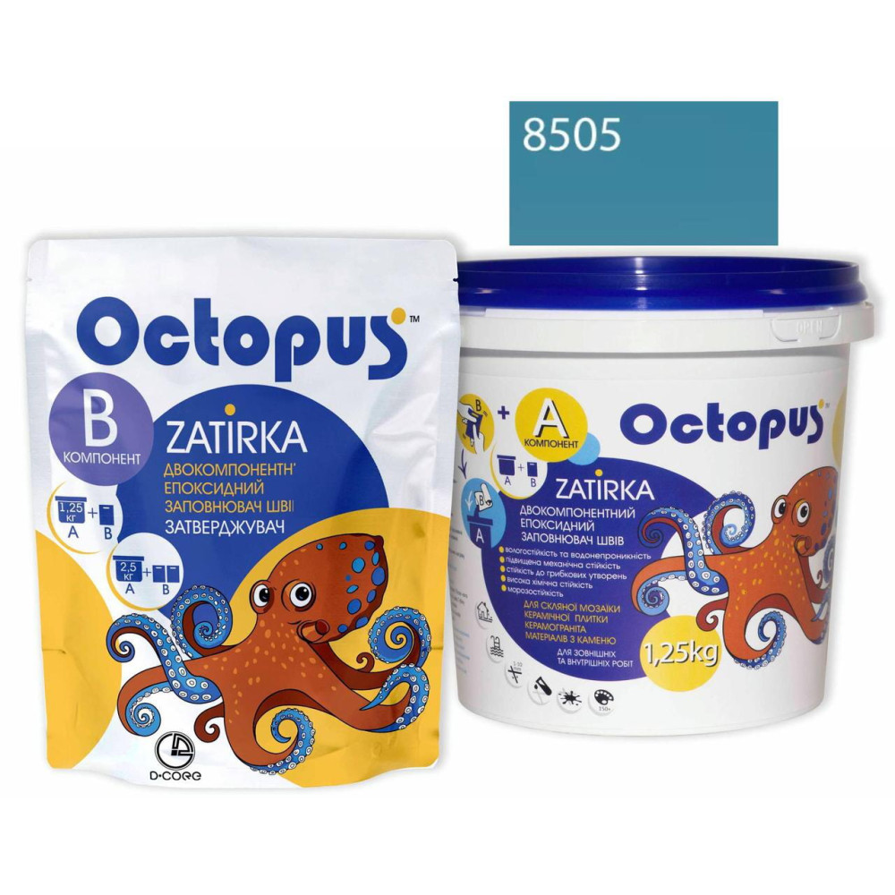 Двокомпонентна епоксидна фуга Octopus Zatirka колір бірюзовий океан 8505 1,25 кг