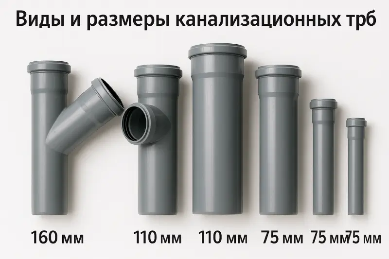 Виды и размеры канализационных труб