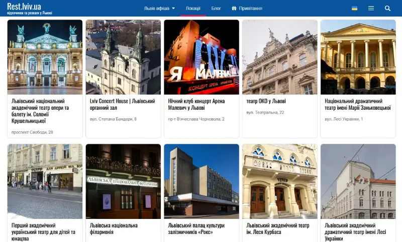 Театральні та концертні майданчики Львова | rest.lviv.ua